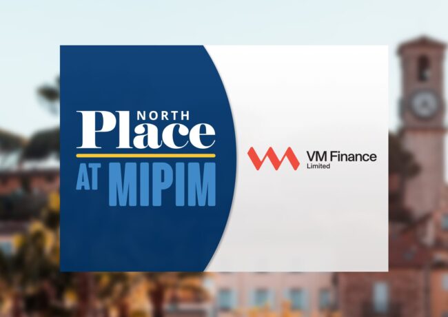 Place North at MIPIM logo next to WSP logo, over an image of Cannes